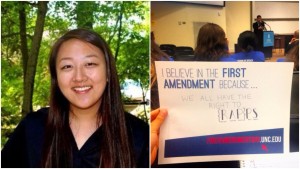 “We all have the right to [RAP]PS.” RAPPS stands for religion, assembly, petition, press and speech. — Christine Bang, UNC ’17